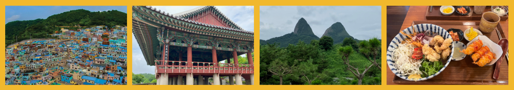 South Korea, city of Gamcheon, architecture, lush mountains, food